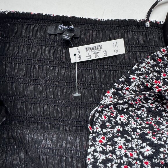 NWT Madewell Smocked Tie-Strap Midi Dress Floral Size 8 - Picture 4 of 10